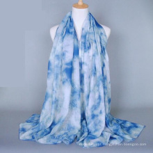 China preço de atacado design floral xale cachecol impressão lenço de voile de algodão simples